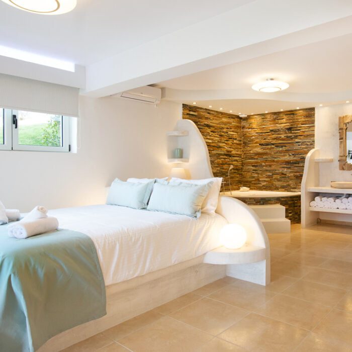 crete villas xanthos villa double bed bedroom and hot tub